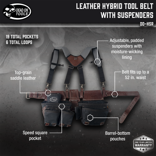 Leather Hybrid Tool Belt with Suspenders