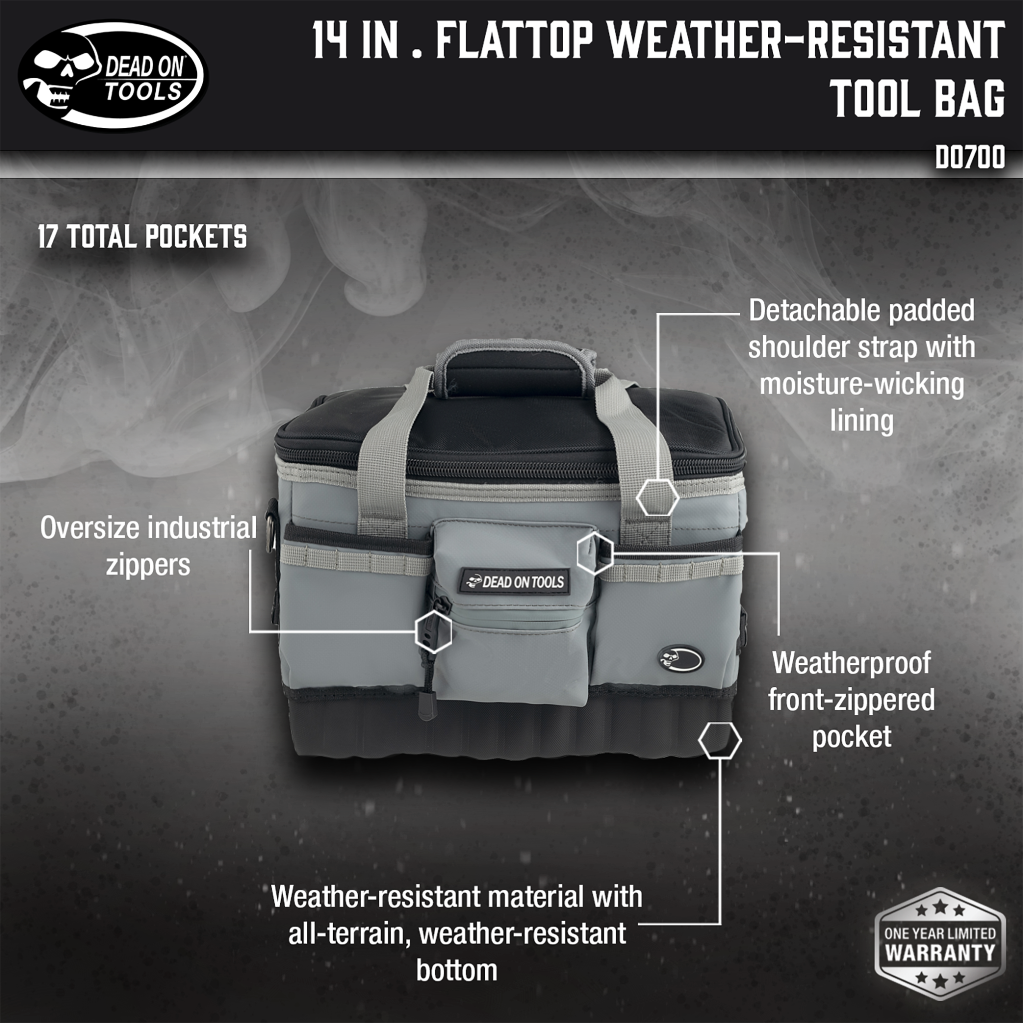 14 in. FlatTop Weather-Resistant Tool Bag
