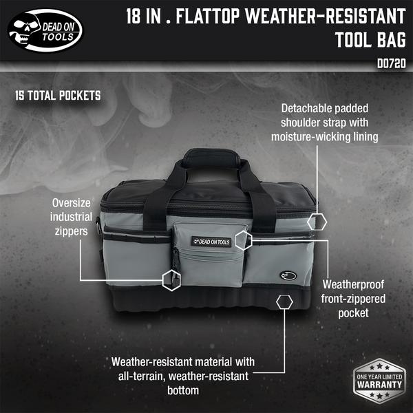 18 in. FlatTop Weather-Resistant Tool Bag