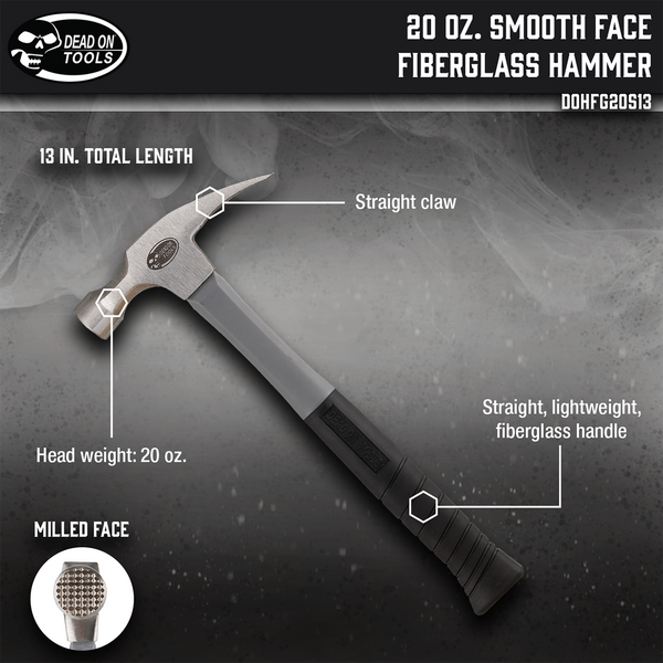 20 oz. Smooth Face Fiberglass Hammer