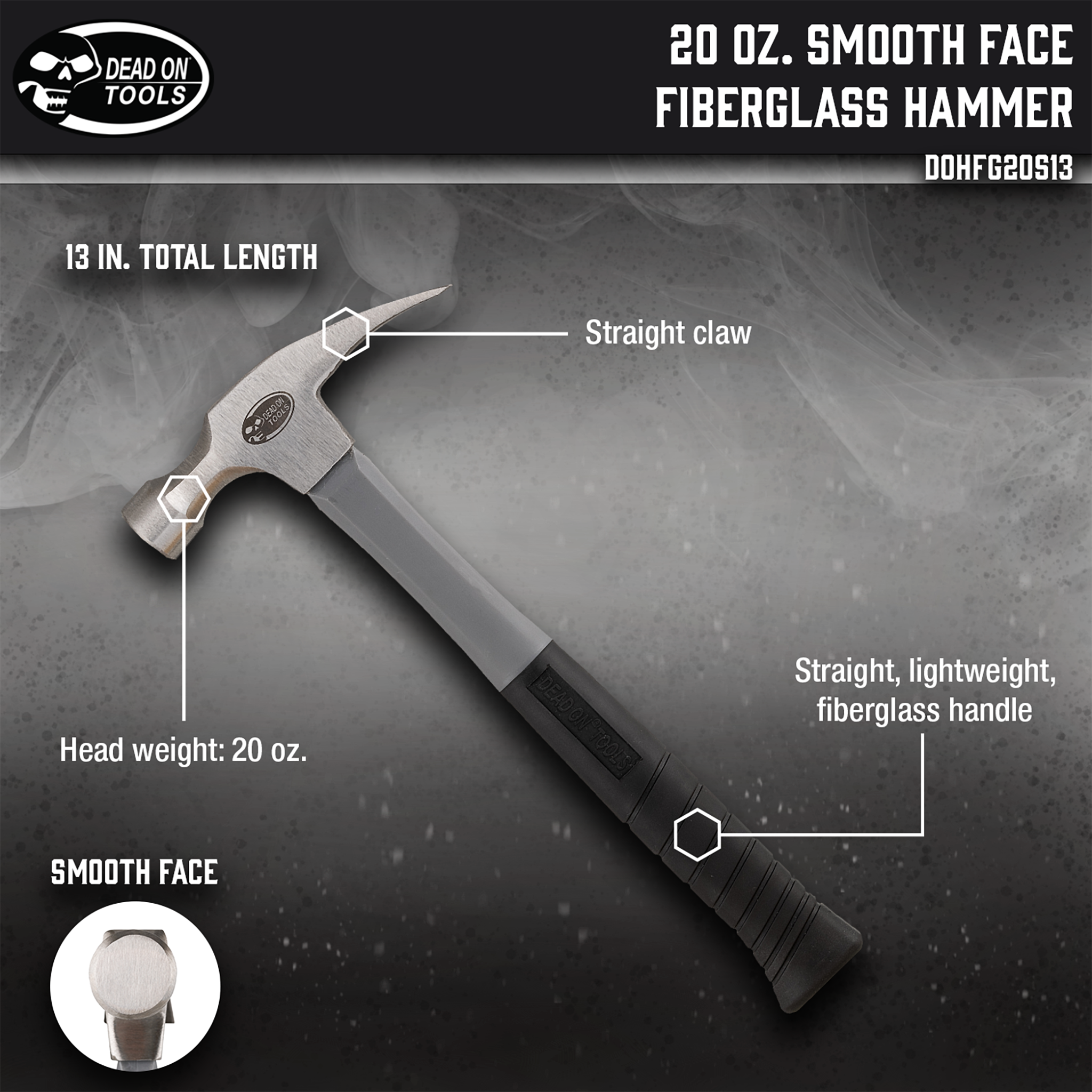 20 oz. Smooth Face Fiberglass Hammer