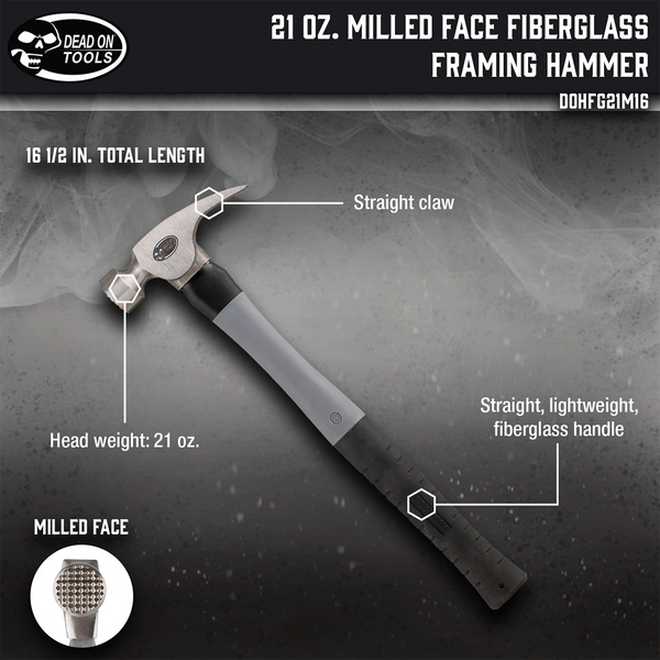 21 oz. Milled Face Fiberglass Framing Hammer