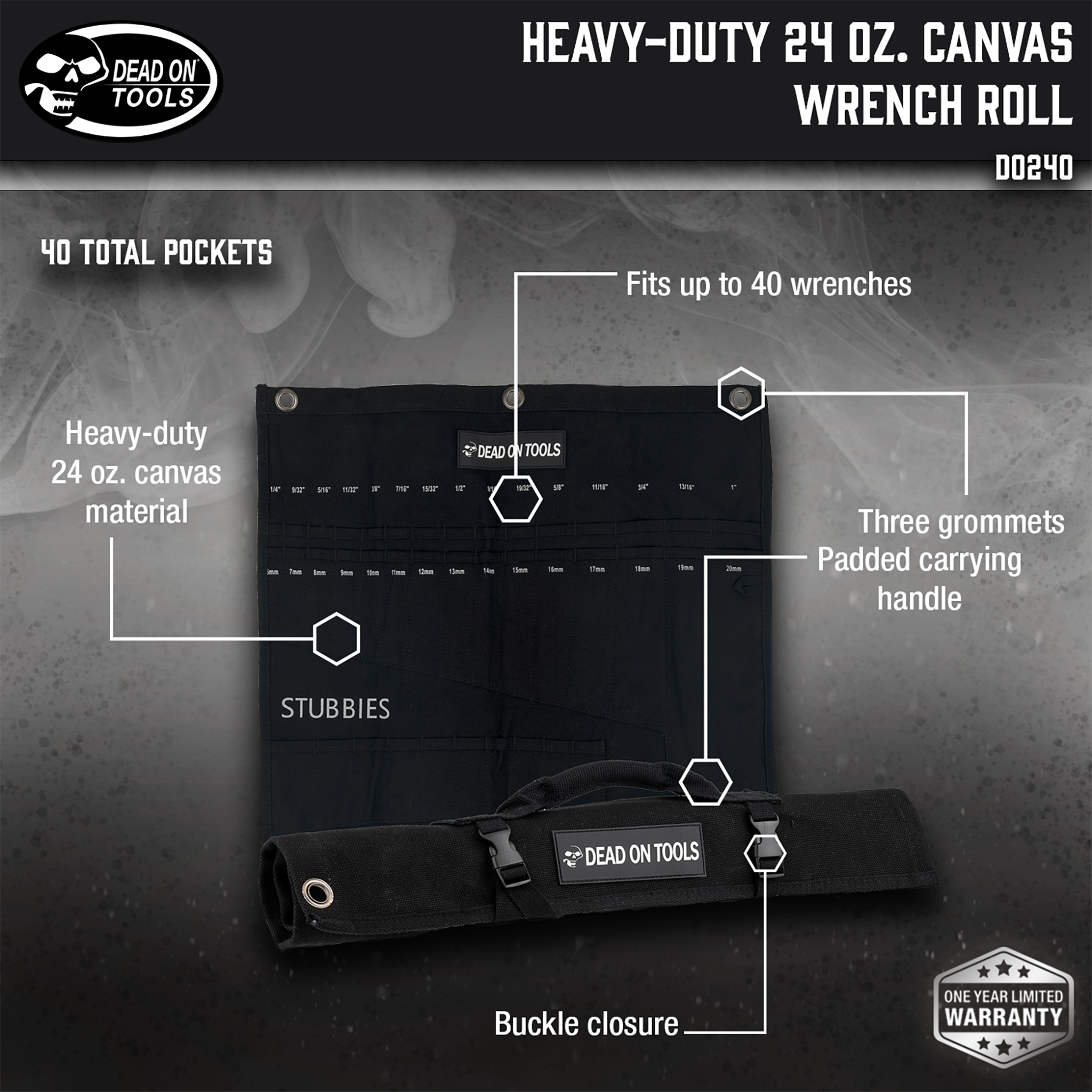 Heavy-Duty 24 oz. Canvas Wrench Roll