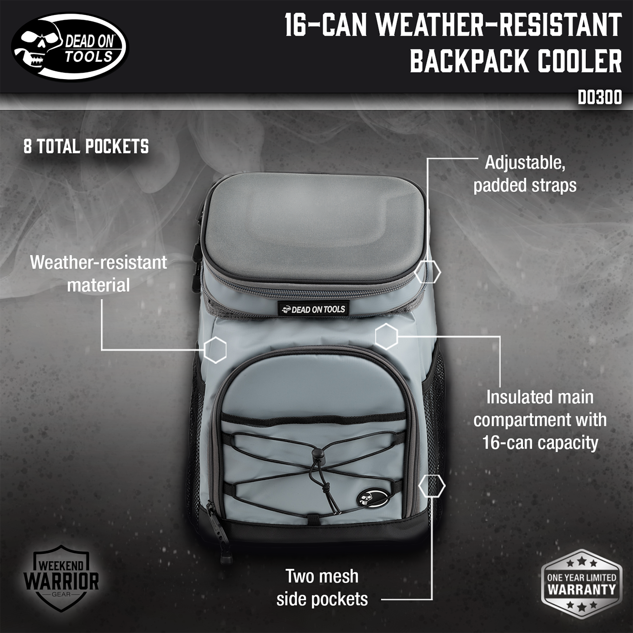 16-Can Weather-Resistant Backpack Cooler