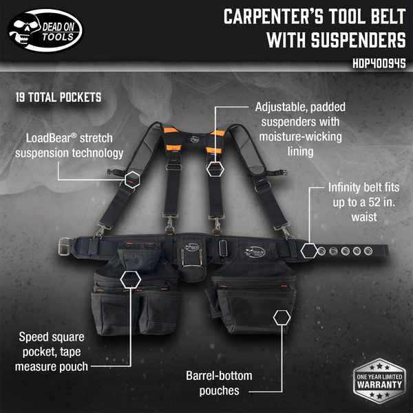 Carpenter's Tool Belt with Suspenders